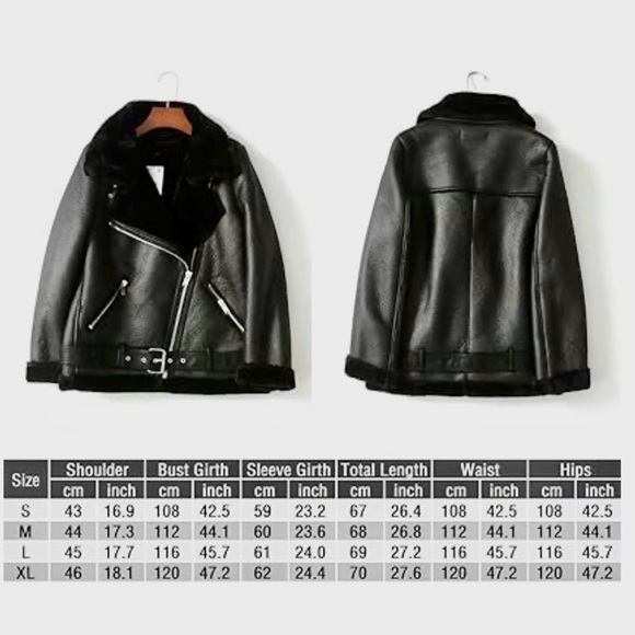 Women's Faux Shearing Moto Jacket Thick Lined Parka Winter Coat Leather Large - Picture 12 of 12
